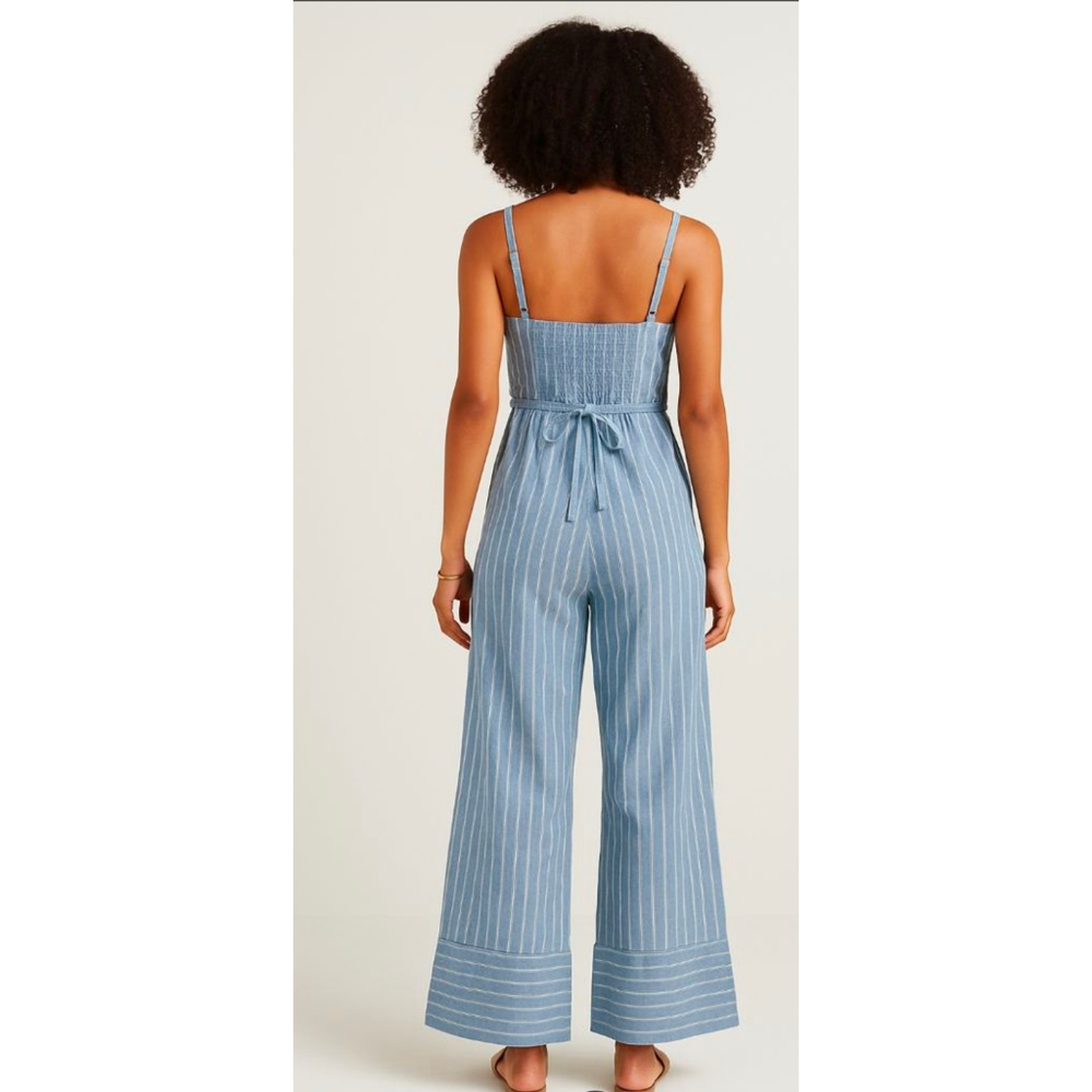 Universal Thread Blue Striped Wide-Leg Jumpsuit – Size Small - Picture 2 of 2